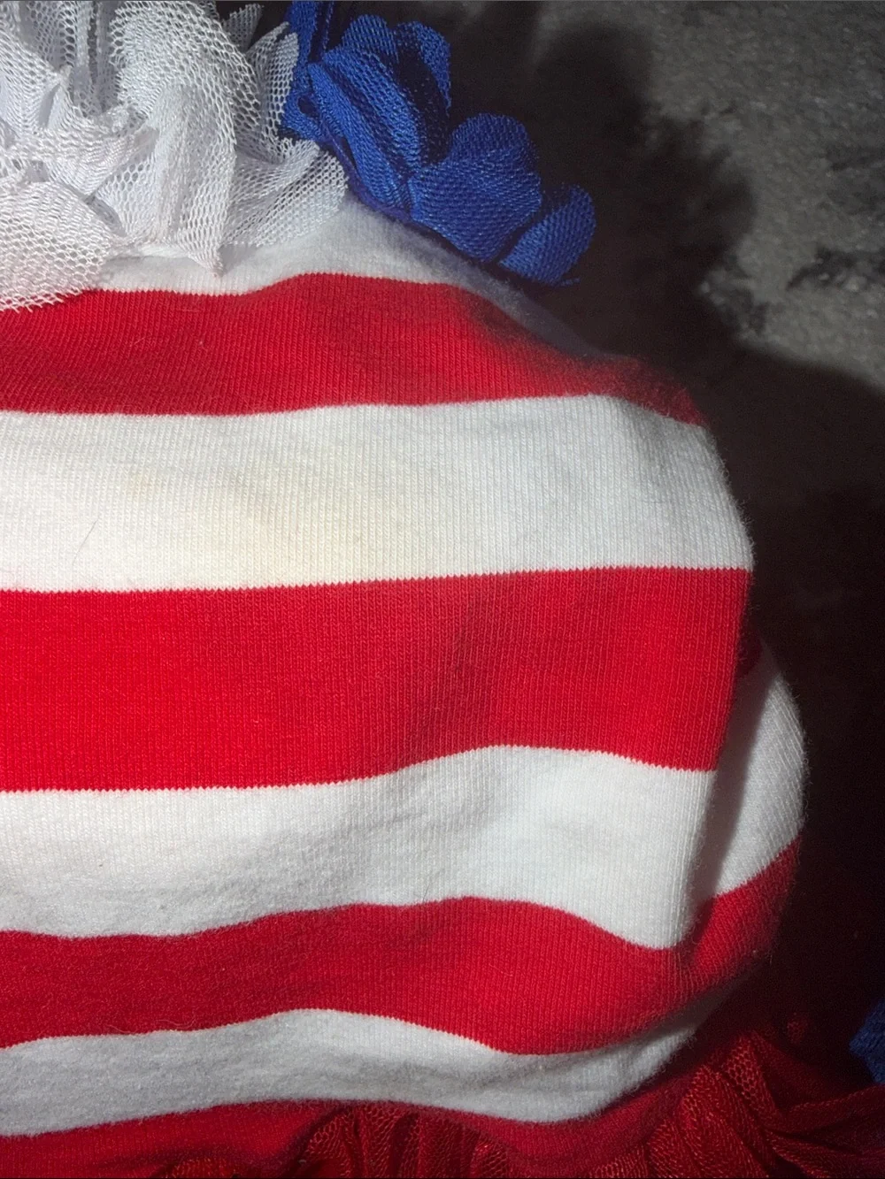 PAWPATU Red & White Striped Dress with Navy Flower